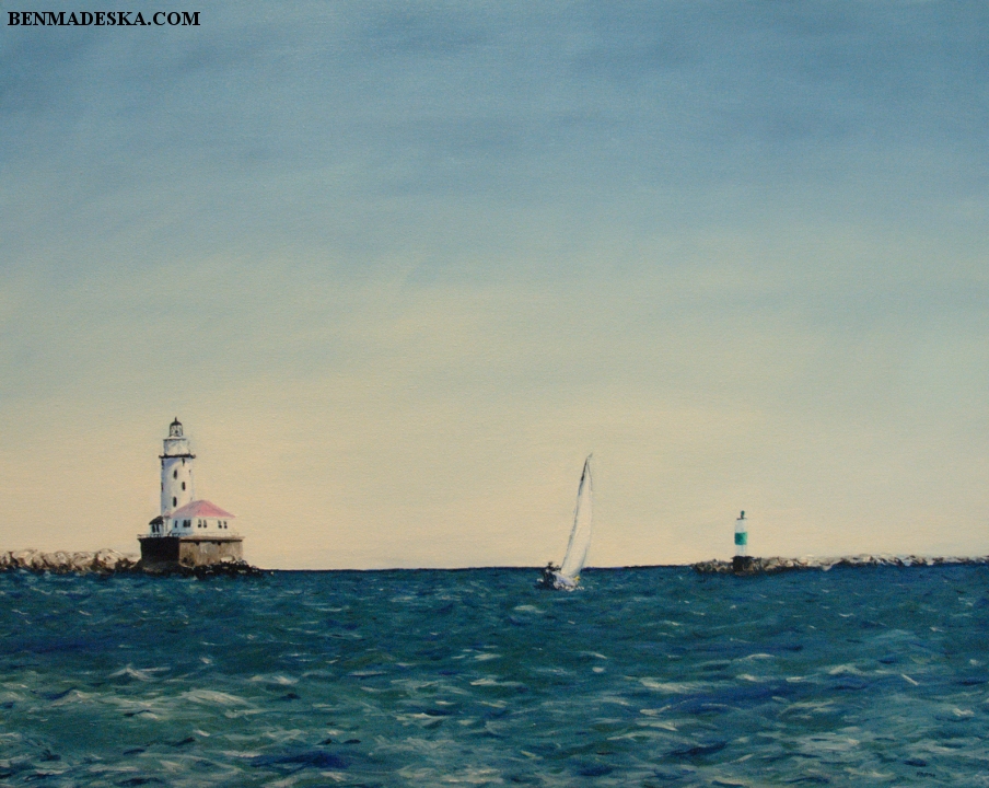 Through the Breakwater, Chicago, oil on canvas, 24"x30", 2009 - sold