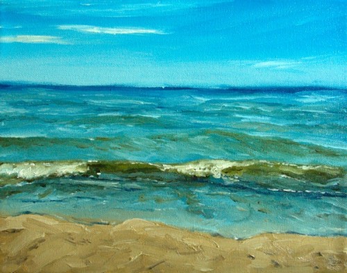 Wave, Lake Michigan painting