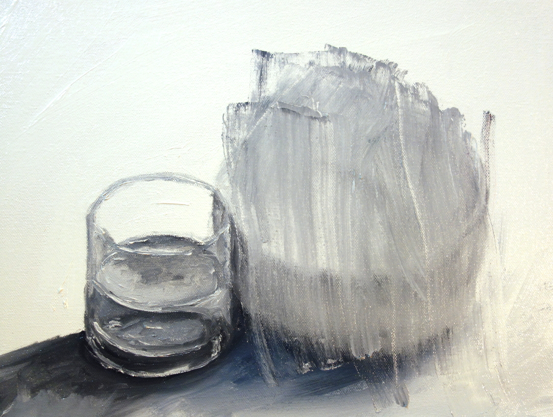Glass of Water with Bowl Scraped Off painting