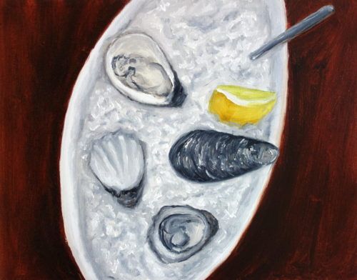 plate of oysters oil painting