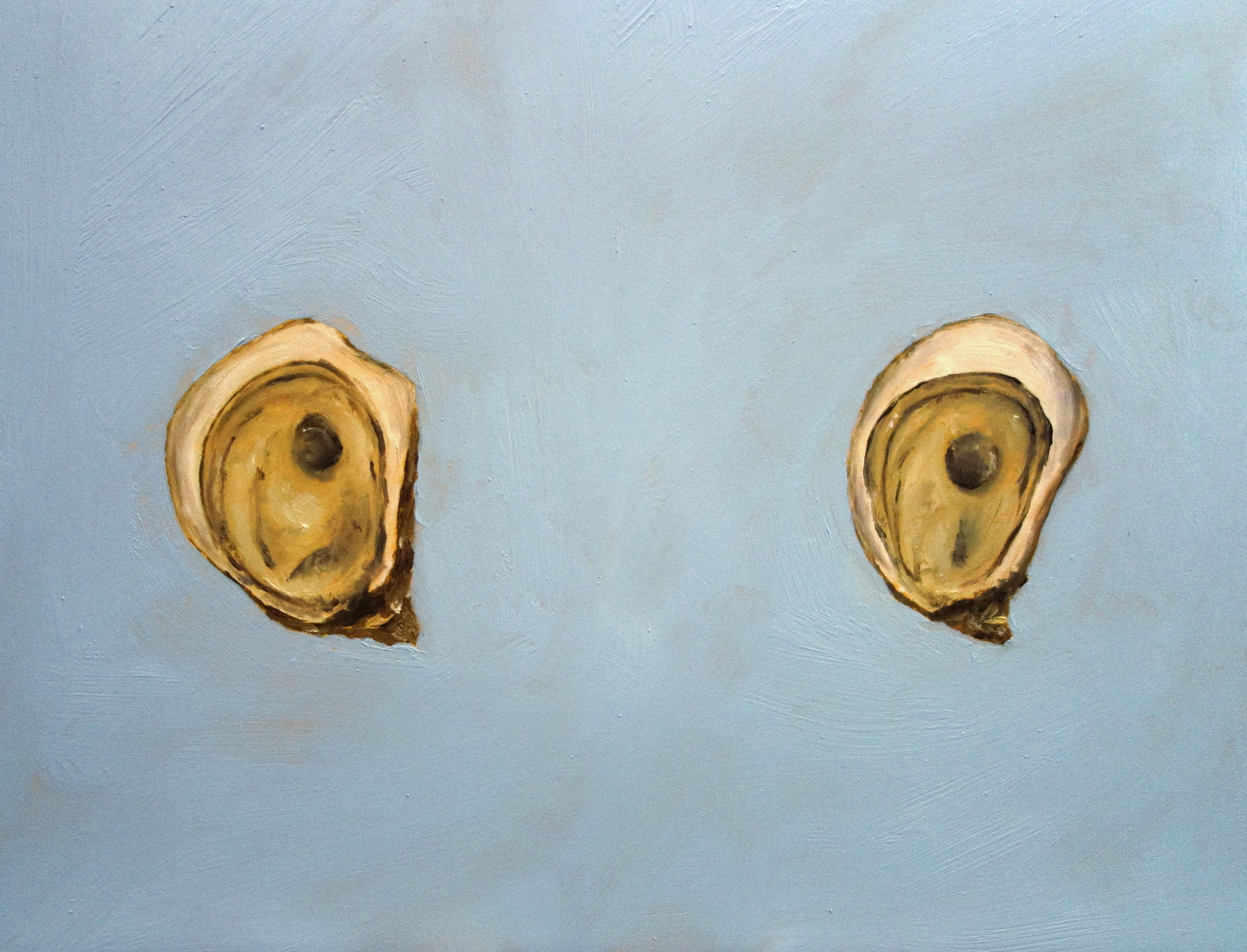 Two Oysters oil painting on panel