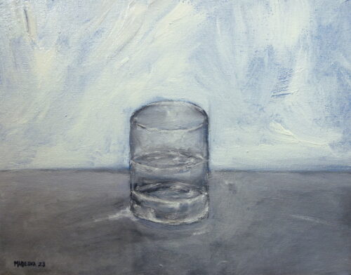 oil painting of a glass of water