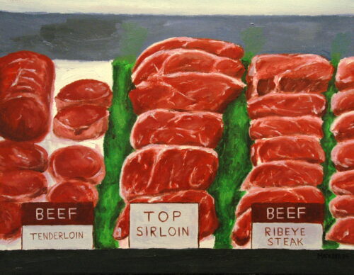 painting of a butcher shop