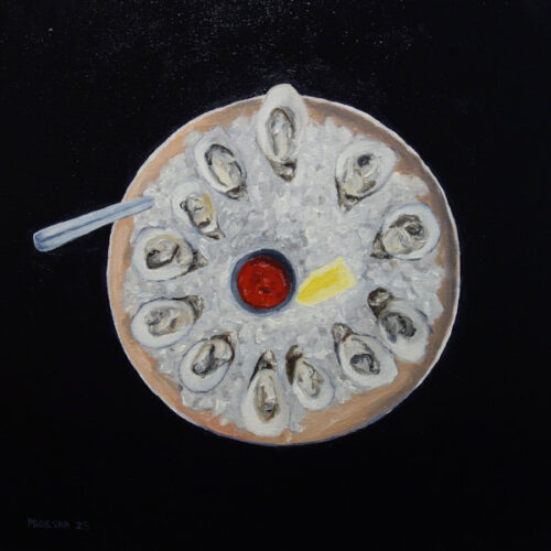 Plate of Oysters, Venteux, Chicago IL, oil on canvas, 20"x20", 2025 - $5000